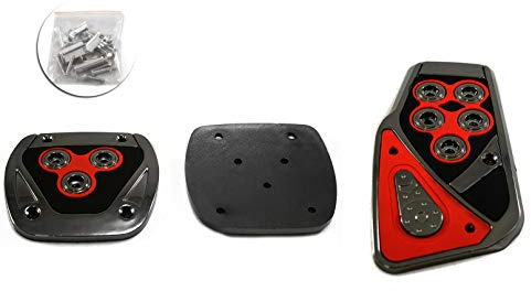 Sportpedale Pedalset Universal Pedalauflage für Schaltgetriebe Fahrzeuge Sportpedalset Pedalabdeckungen Chrom schwarz und Rot