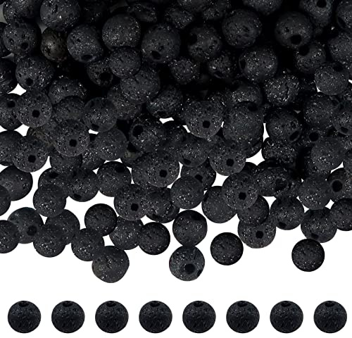 TOAOB 580 Stück Lava Perlen Natürlich Schwarz 6mm Perlen Energy Stone | für Schmuckherstellung, DIY Freundschaftsbänder, Ohrringe, Halsketten, Anhänger und andere Dekorationen zu Machen