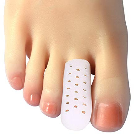 Hoogoo Gel Toe Caps 10 Pcs for Middle Toes, Breathable Silicone Toe Protectors Toe Covers Sleeves with Holes