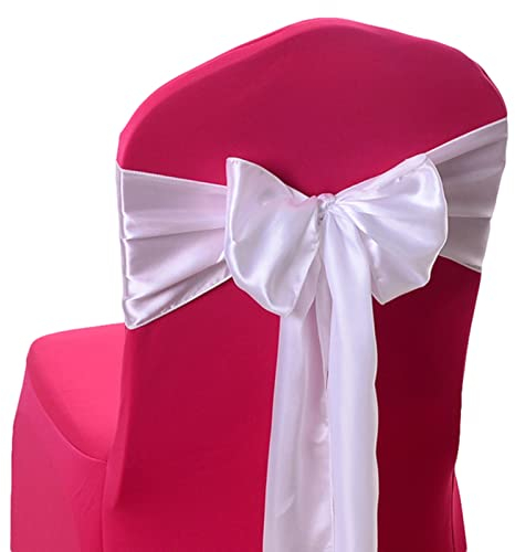 ZOYIEP 25/50 Cubre Sillas, Fundas para Sillas, Color Blanco, de Satén, para Bodas, Fiestas, Decoración (Blanco, 25 Unidades)