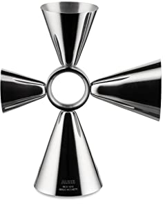 Alessi The Tending Box GIA28 Misurino per Cocktail Quadri Combo Jigger, Corpo in Acciaio Inossidabile 18/10 con Anello Centrale e Quattro Dosatori da 1.5, 3, 4 e 6 cl