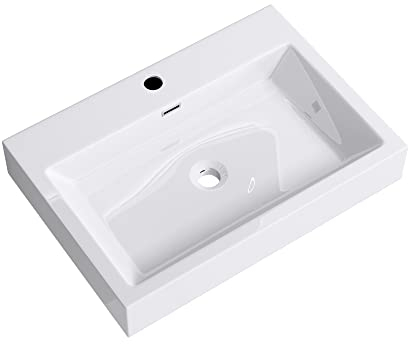 doporro Design Aufsatzwaschbecken Hängewaschbecken Waschbecken Weiß BTH 60x42x10 cm Waschtisch aus Mineralguss Colossum06