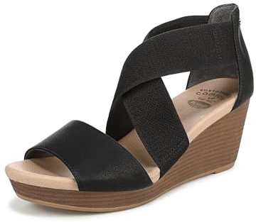 Dr. Scholl's Shoes Womens Barton Band Wedge Black Smooth 10 M