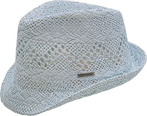 CHILLOUTS Nevelles Hat Trilby Hut für Damen - Sommerhut Stroh, Hochwertiger Trilby Hut Verstellbar, Stilvoller Trilby Damen Leicht, Eleganter Frauen Trilby, XS, blau