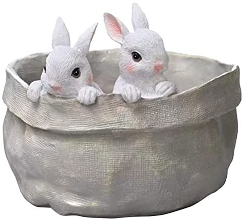 BESTonZON Niedlicher Osterhase Blumentopf Aus Harz Kleiner Pflanzgefäß Für Sukkulenten Und Kakteen Dekorative Tierfigur Für Garten Und Zuhause Für Fensterbank Und Tischdeko Mit