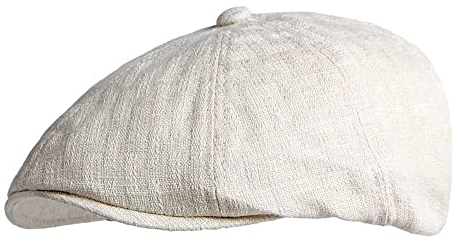 QICHEN Newsboy Cap Herren Leinen Schiebermütze Beret Sommer Atmungsaktiv Schirmmütze (Beige)