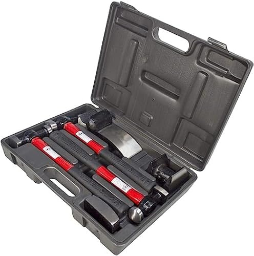 Holdfiturn 7Pcs Craft Panel Beating Kit Panel Beating Hammer and Dolly Set with Storage Case Hammers Set for Car Auto Body Panel Repair