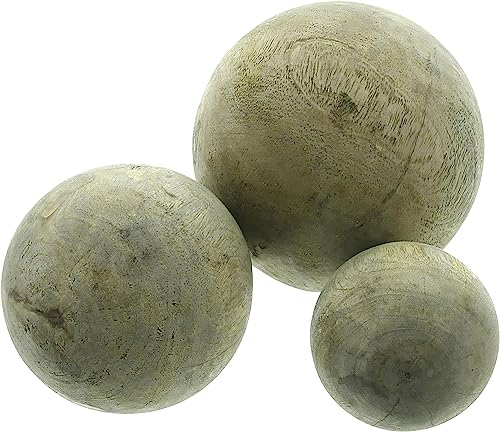 Dekoleidenschaft 3X Dekokugel aus Mango-Holz, Holzkugel, Holzdeko, Naturdeko, 3er Set Kugeln als Tischdeko