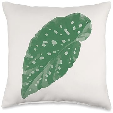 Flower Polka dot Begonia beauty cover for women Cute Maculata Polka dot Begonia Leaf for Men Women Throw Pillow, 16x16, Multicolor