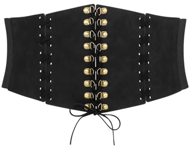 JasGood Breite Korsett Gürtel für Damen Elastische Schnürung Taille Gürtel Vintage gebunden Waspie Gürtel für Kleider Halloween Festival Cosplay Kostüm