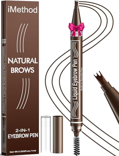 iMethod Microblading Augenbrauenstift – Eyebrow Pencil 2-in-1 mit zwei Enden für Frauen 3 Spitze und Spoolie-Bürste Natürliche Haarähnliche Augenbrauen, ganzen Tag halten, Dark Brown