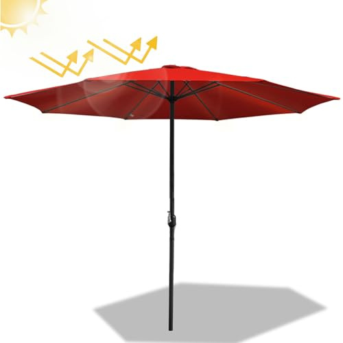 Daromigo Ombrellone da 350 cm con manovella, ombrellone da giardino, protezione solare dai raggi UV 50+, ombrellone da mercato, impermeabile, per giardino, terrazza, balcone, senza supporto, Colore: