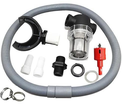 Kit di connettori per barili di pioggia, kit di collegamento per serbatoio dell'acqua in PVC, collettore di pioggia per canne da pioggia, deviatore veloce con filtro per catturare la pioggia per le