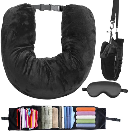JOLIGAEA Almohada de Cuello Rellenable para Viajes, Cojin Viaje Cuello, Almohada de Cuello Rellena con Ropa, Solo Funda de Almohada de Viaje para Viajar En Automóvil o Avión