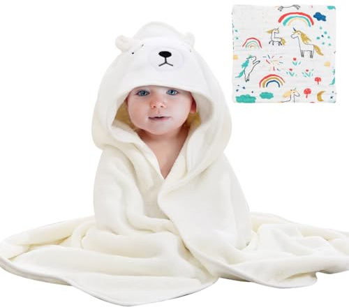 DKDDSSS Asciugamano Neonato, Asciugamani con Cappuccio per Bambini, Accappatoio Neonato con Cappuccio, Super Assorbente, Asciugamano con Cappuccio Assorbente per Bambino
