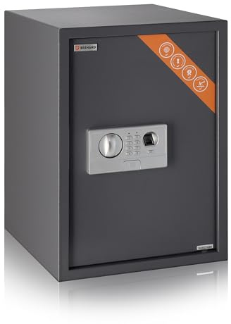 Brihard Biometrischer Safe XL – 2-in-1 Digitale Tastatur und Fingerabdruck – Business LCD Tresor 50x35x36cm – Anti-Stoß-Schloss, Elektronischer Sicherheitssfe mit LED - Anzeigen für Büro, Zuhause