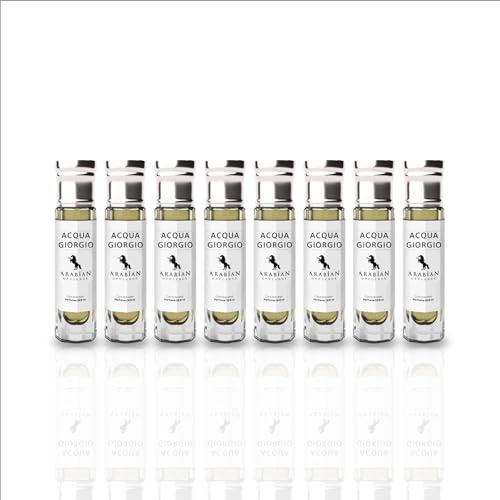 Arabian Opulence FR10 ACQUA GIORGIO Roll-on Parfümöl | Konzentriertes Parfüm Körperöl | Langanhaltendes Parfüm auf Ölbasis für Männer | Reisegröße Alkoholfreies Parfümöl Flasche (6ml, 8er-Pack)