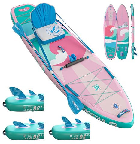 iTAOSTAR W01BP 36 Super Wide Paddle Board, Aufblasbares Paddleboard mit 5 Flossen für mehr Spaß und bessere Balance, Stand Up Paddle Board mit Premium-SUP-Zubehör für Erwachsene Aller Könnerstufen