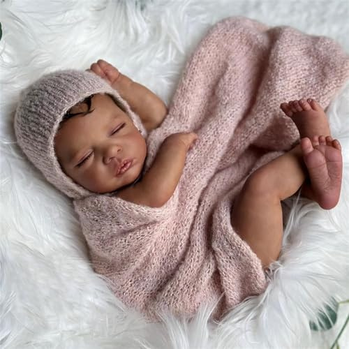Anano Realistische Adern Silikon Reborn Baby Puppen Schwarz Oddler 19 Zoll Afro-Karibbeanische Puppen Reborn Puppe Mädchen Reborn Baby Puppen Mit Dunkler Hautfarbe Für Kinder 3+