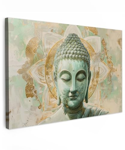 MuchoWow© Leinwandbilder Groß XXL Wall Art Decoration Bilder für die Wand | 120x80 cm - Schlafzimmer Deko Canvas Painting Wanddekoration Wohnzimmer Buddha - Zen - Blume - Moderne Kunst - Spiritualität