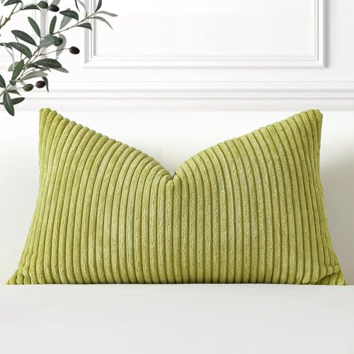 Artscope Ein Kissenbezug Kordsamt Zierkissenbezug Dekokissen Sofakissen 40x60 cm Cord Kissenhülle Couchkissen Dekorative Weiche Kissen für Sofa Wohnzimmer Zuhause Schlafzimmer Bohnengrün
