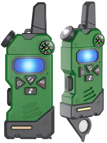 Walkie Talkies for Kids,5 Colourful Channels 2 Way Radio,Compass Flashlight and Magnifying Glass,3 Miles Long Range for Adventure Game,Outside, Camping, Hiking,Toys for 3-12 Year Old Boys Girls