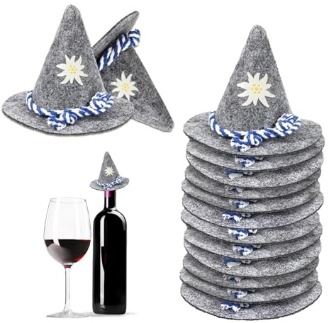 Vordpe 12 Stück Oktoberfest Hut Deko, Oktoberfest Accessoires, Mini Grau Trachtenhut Tischdeko, Dekoration für Hüte Deko Bastelbedarf Karneval