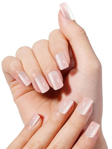 Kiiwah 48 Stück Press on Nails Kurze Eckig, Rosa Künstliche Nägel zum Aufkleben, Nägeltips Kurze, Falsche Nagelspitzen