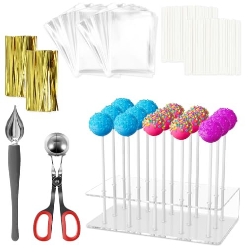 Lot de 603 moules à cake pop, réutilisables, avec support à sucettes, cuillères, sucettes, bonbons, sacs en papier, liens pratiques