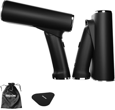 SteamOne Handheld Garment Steamer Black 2000W - Ready in 15s | Handheld Clothes Steamer, 2000W, 80ml and 150ml Tanks, Ready in 15s, Compact Size, MEFD80B-H