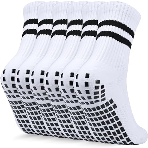 ouhos Barnfotbollsstrumpor halkgrepp 3-pack, Svart/Vit storlek 31-38