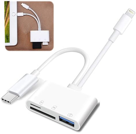 Lettore Schede SD per Ipho-ne, Adattatore Scheda SD per Ipho-ne, Adattatore per Ipho-ne Scheda SD, per Ca-vo per Passare Le Foto Dalla Fotocamera Al Telefono, Adattatore SD per Ipho-ne, Adattatore