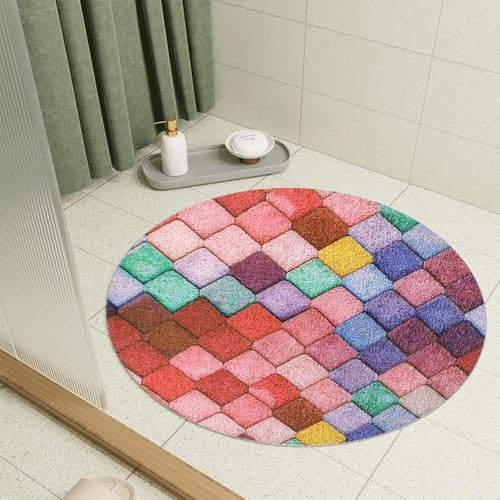 Sicherheits Duschmatte rutschfest 60x60cm, Rund Duschmatte PVC-Luffa Weich Komfort Duscheinlage rutschfest, Antiruschmatte Dusche für Badezimmer Duschwannen (Farbig)