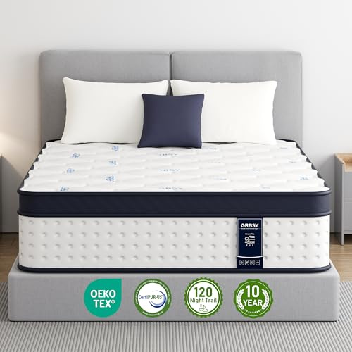 Grbsy Colchón 90x190 cm – Híbrido 22 cm: 7 Zonas Muelles Ensacados + Espuma Viscoelástica Alta Densidad. Aislamiento Movimiento, Hipoalergénico, Transpirable – Certificados Oeko-Tex y CertiPUR-US