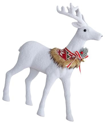 Fluxioxtna Figura realistica di renna bianca distintiva figura renna bianca ornamento per casa o ufficio decorazione natalizia