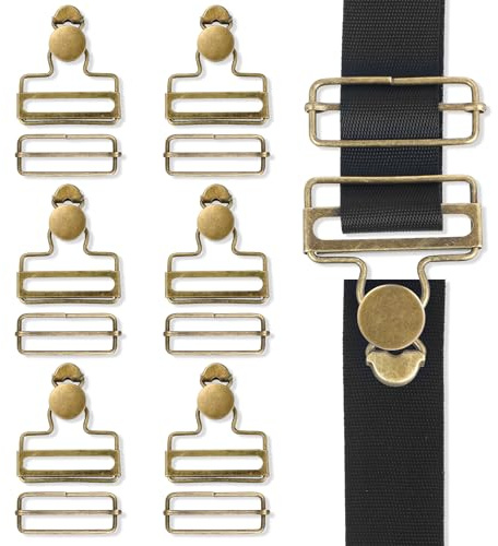ValueBargain 6Pcs Dungaree Clips, Gold-Tone Dungaree Buckle, Adjustable Bib Clips with No-Sew Buttons for Denim Overalls & Workwear