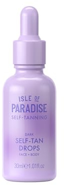 Isle of Paradise Self Tanning Face & Body Drops - Dark - Brightens & Evens Skin Tone - Self Tanner Drops for Bronzed & Glowing Skin - Vegan and Cruelty Free - 30ml
