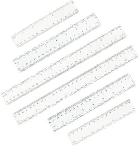 6 Stück Lineal-Set, Präzisionstufe Transparent Flexibel 20 cm, 15 cm und 30 cm für Schule, Lehre, Büro, Zuhause, Zeichnen, Ingenieurwesen