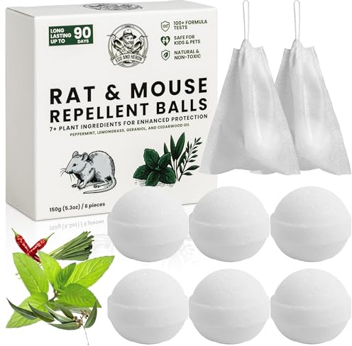 Eco and Heron Peppermint Oil Mice Repellent, Mouse Repellent, Natural Rat & Rodent Repellent for Outdoor & Indoor, Powerful Long-Lasting Spider & Pest Control for Home, Car, Garden, Loft, Shed - 6PCS