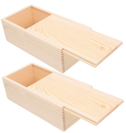 DOITOOL 2stücke Holzbox mit Schiebedeckel aus Unbehandeltem Kiefernholz Aufbewahrungsbox für Schmuck Bastelmaterialien und Erinnerungsstücke Vielseitig Einsetzbar in Jedem Raum