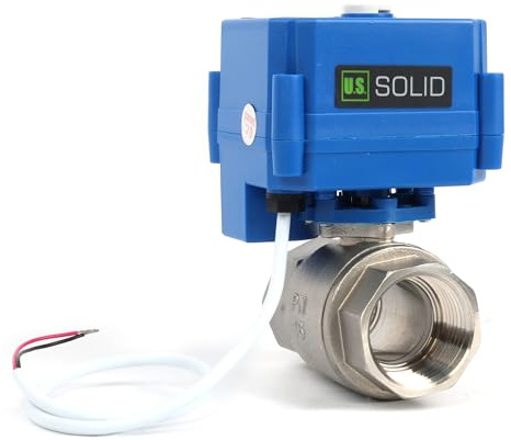 U.S. Solid Motorisierter Kugelhahn Edelstahl 1 Zoll, 85-265 V AC, 2-Draht-automatische Rückführung, manuelle Übersteuerung, stromlos offen, voller Anschluss