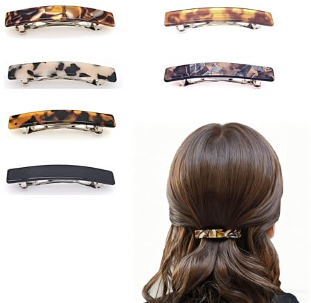 JZK 6x Vintage Haarspangen für dünnes Haar, Schildpattfarbe 7cm, französische Haarspangen für feines Haar, kleine haarspangen für Mädchen