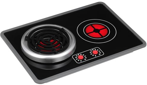 SOPOTUTU Pretend Play Kitchen Accessories for Lifelike Induction Cooker with Light Sound Battery Operated Play Stove Safe Kitchen Appliance for Boys