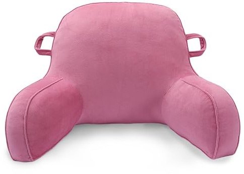 LiveGo Reading Pillow for Kids, Velvet Back Support Cushion for Sitting Up in Bed Adults, Kids Cuddle Cushion with Arms & Backrest Support Pillow for Teen Boys Girls Reading Bed Rest