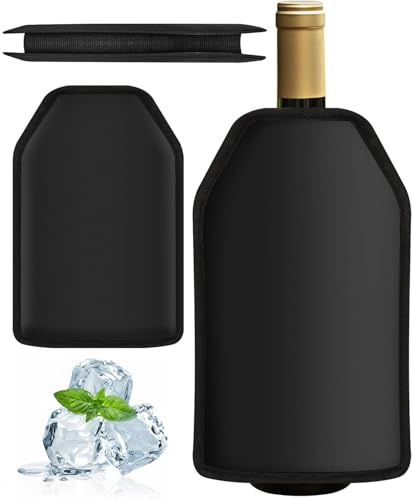 Rkixlix 2 Pcs Funda Enfriadora Botellas Vino Tinto Enfriador de Cerveza Manga Enfriadora de Vino Bolsa Botella Vino Tinto Collar Enfriador para Congelador -Elástico, Universal y Relleno de Gel