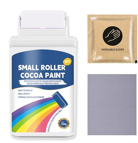 KisMate White Paint for Walls, Fast-Drying Water-Based Roller Paint for Graffiti, Stain, Scratch Cover, Quick Fix for Wall, Furniture, Bathroom & Wood, Paint Roller Set Includes Small Roller