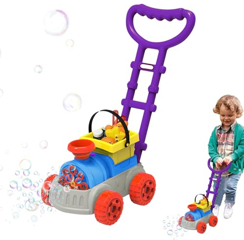 Djowyh Cortadora de Burbujas, Máquina Automática De Burbujas con Empuje Eléctrico Divertido para Playa, Juguete De Cortacésped, para Niños Y Niñas Fiestas De Cumpleaños Navidad Pascua