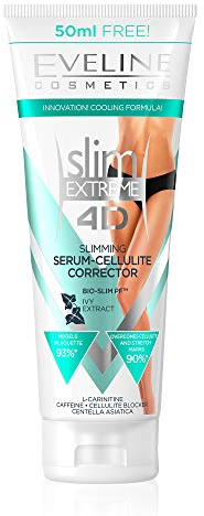 Eveline Cosmetics Slim Extreme 4D Slim Extreme 3D Slimming & Anti-Cellulite Serum - Body Sculpting Formula with Lipocell SLIM® & L-Carnitine, Infused with Caffeine, Collagen & Elastin - 250 ML