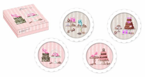 Baci Milano Dia 19 cm Piatto Rotondo, Set da 4, Choco