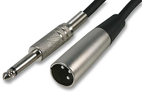 rhinocables Audio Converter Cable (5m, Black) | 6.35mm Mono Jack to XLR Plug, Ideal for Audio Interface, Live Performance, Studio, Durable Nickel Ends, Black
